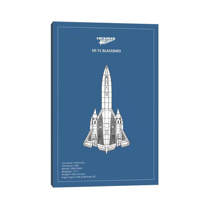 BP Lockheed SR-71 1 Piece Wall Art on Canvas, 20.32 cm H x 30.48 cm W, Wrapped Canvas