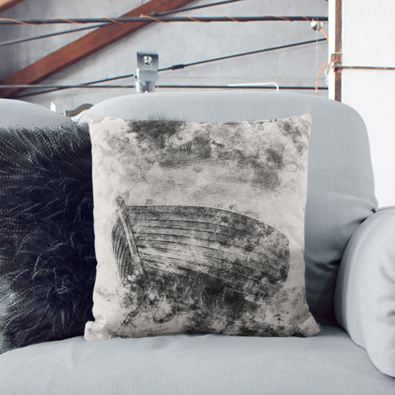 Stranded Wooden Boat Cushion with Filling, 40cm H x 40cm W x 15cm D
