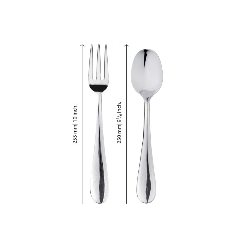 Brescia Serving Set (Fork and Spoon), 10" L x 3.25" W, Unpolished