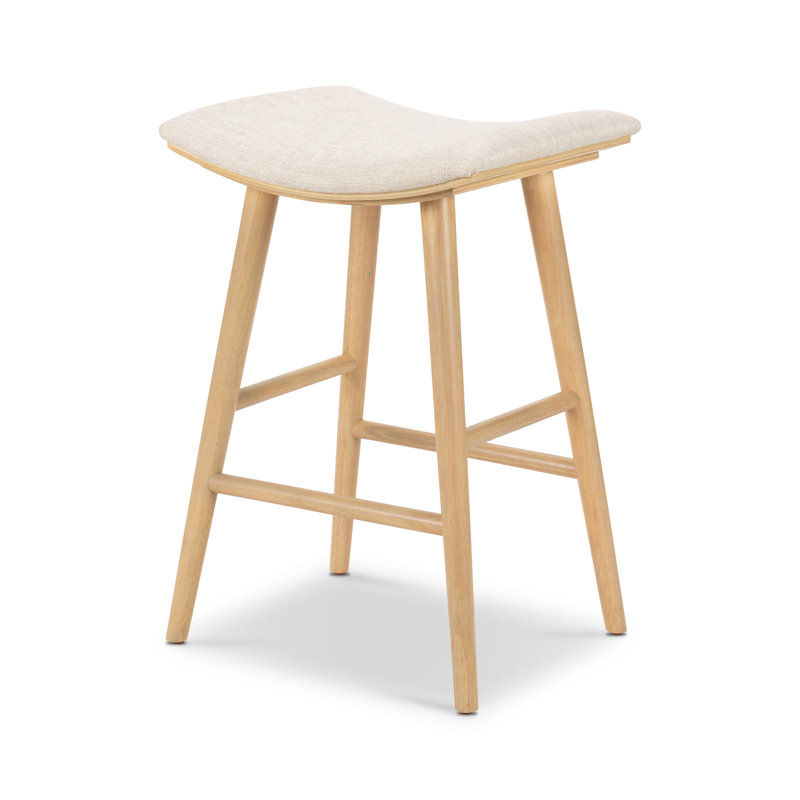 Union Wallis Belfast Solid Wood Stool, Counter Stool (26" Seat Height), Rayon/Viscose - Essence Natural/Light Parawood