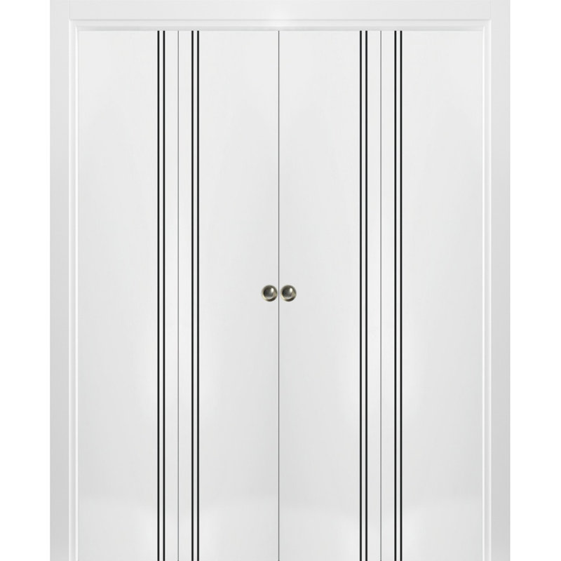 Porte pliante en bois massif massif, 72 po x 96 po, Satin blanc