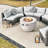 Billington 8 - Person Outdoor Steel Wicker Fire Pit Conversation Set - Gray