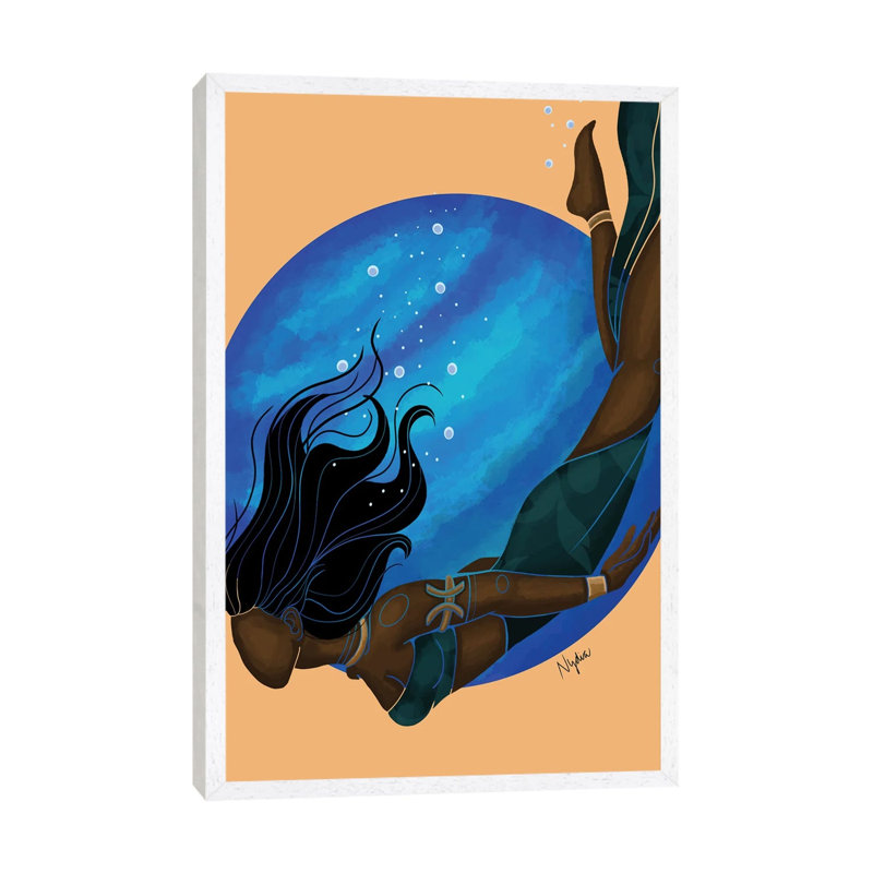 Pisces - Painting on Canvas, 66.04cm H x 45.72cm W x 3.81cm D, White Framed