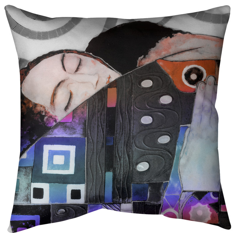 Coussin de jeté, Duvet synthétique, 14 po x 14 po, Rouge / dégradé bleu