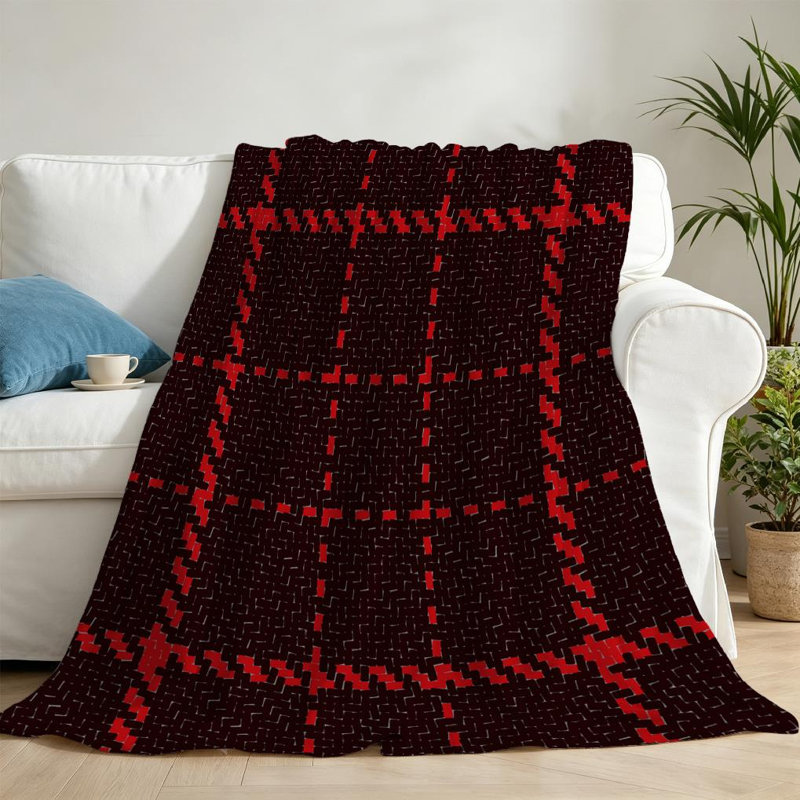 Jeté en molleton noir ultra doux en flanelle, motif bûcheron à imprimé tendance, Throw 50" x 60"