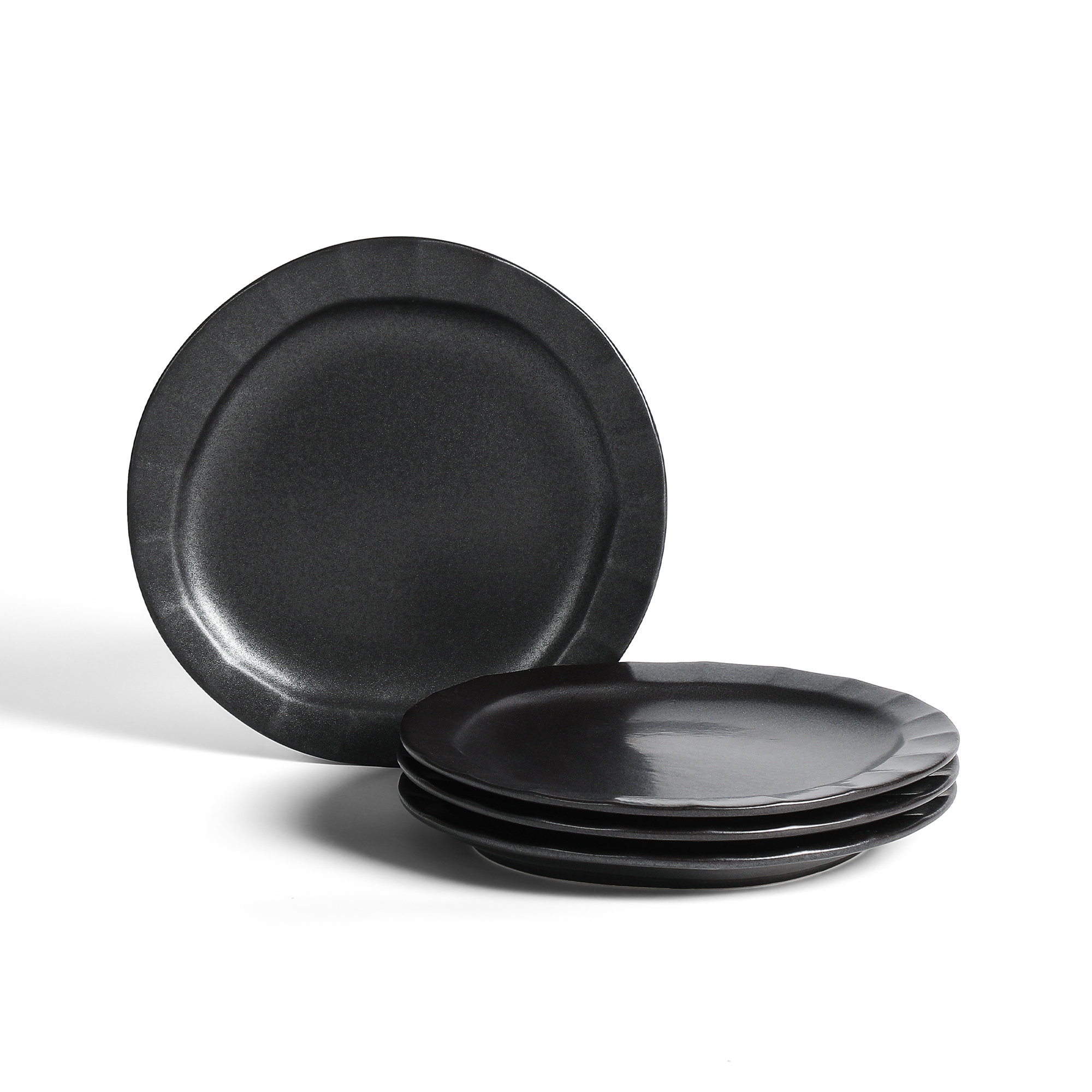 Stone Lain Oasis 4-Piece Salad Plate Set Stoneware, Black