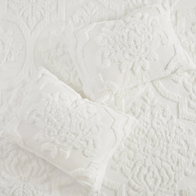 Édredon - très grand / très grand, 3 pièces en chenille de coton, rembourré à 100%, très grand lit, Blanc cassé