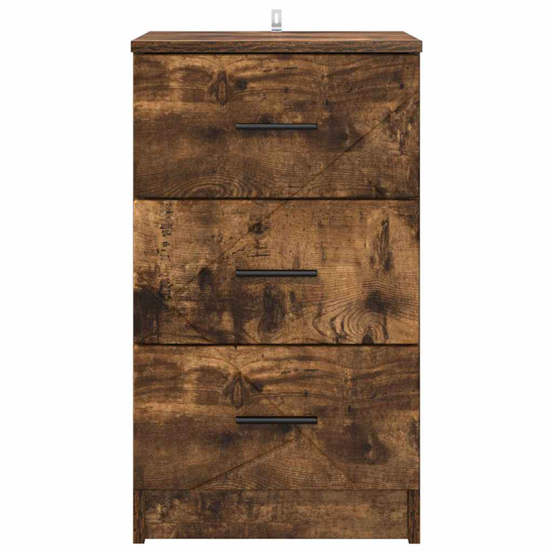 38cm W Manufactured Wood Bedside Table, Smoked Oak