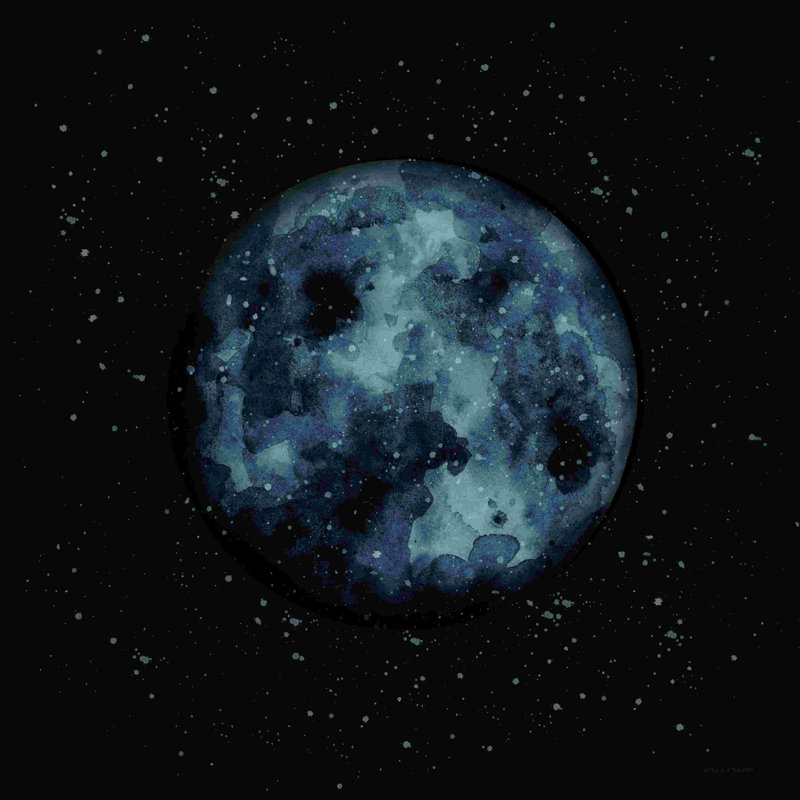 La lune, H 36 po x l 36 po, Non, Toile tendue