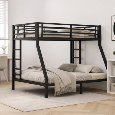 Lit superposé simple au-dessus d'un lit double en métal, peu encombrant / réduit le bruit / pas de sommier tapissier requis