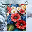 Ornement en forme de hortensia mélangé à motif floral coquelicot drapeau de la fête de l'Indépendence 12 po x 18 po (30 x 45 cm)