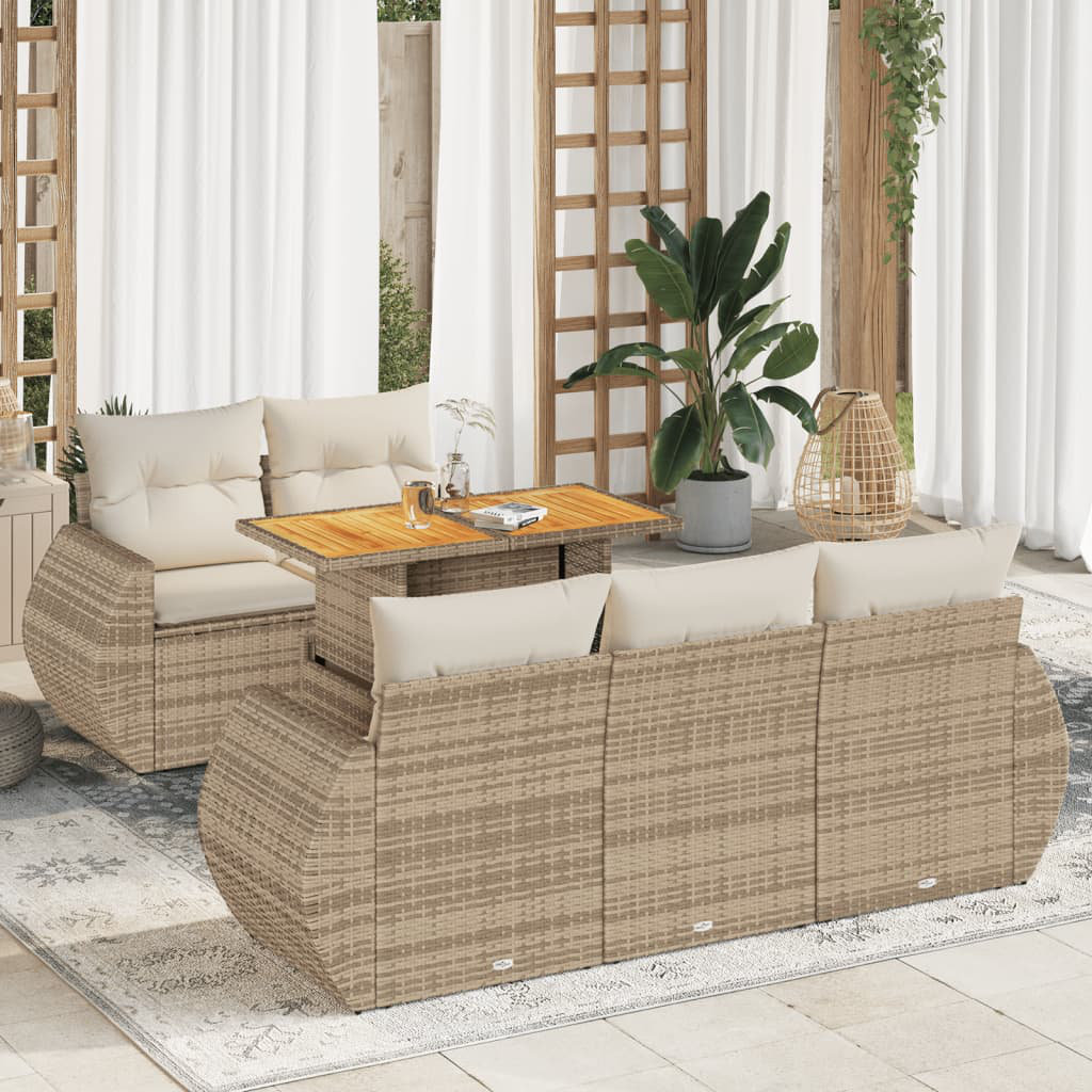 6-Tlg. Garten-Sofagarnitur Mit Kissen Poly Rattan