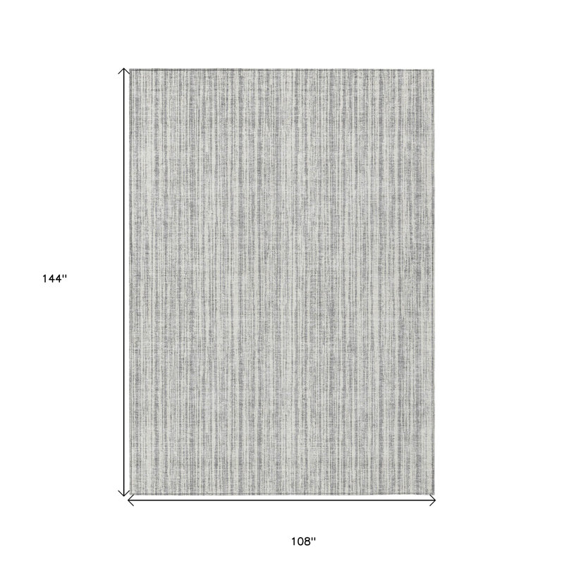 Tapis intérieur lavable rayé gris et argent 9 pi x 12 pi