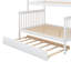 Lit simple superposé au dessus d'un lit double avec gigogne et escalier, blanc-1332144290
