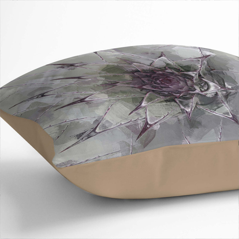 Succulent Cushion with Filling, 40cm H x 40cm W x 15cm D, Stone