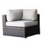 Fauteuil d'angle modulaire brun pour l'extérieur avec coussins, conception modulaire et coin prêt à l'emploi: housses amovibles lavables, légèrement inclinées, fabrication
