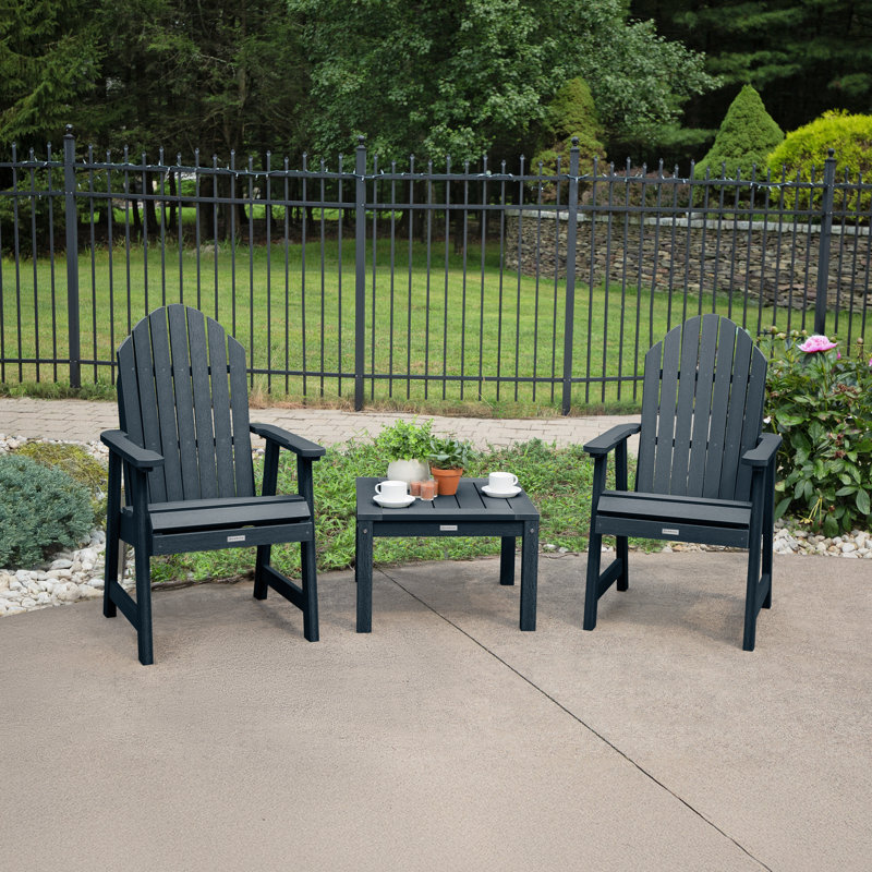 Chaise Adirondack en plastique avec table Anette, Bleu fédéral