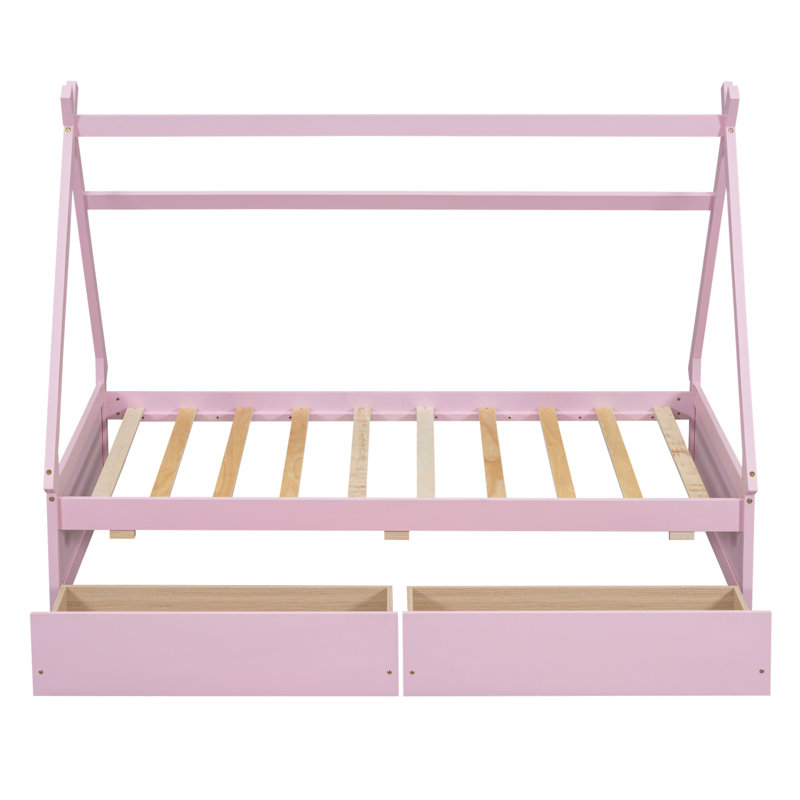 Lit plateforme avec deux tiroirs House, Rose