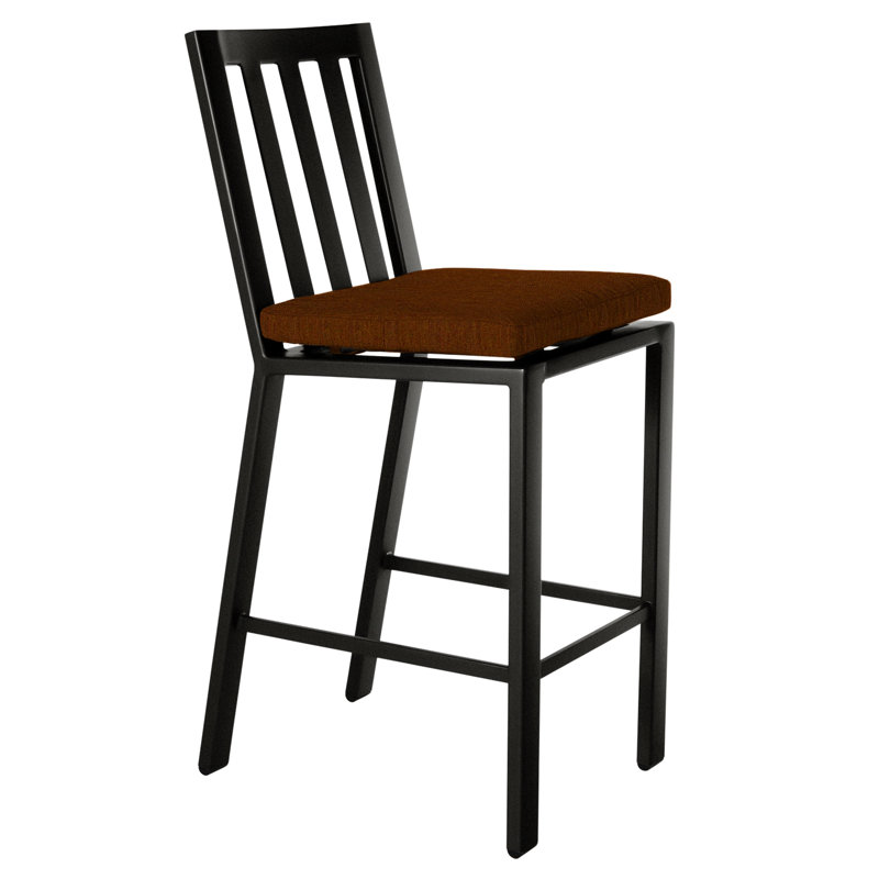 Aris Outdoor Bar Stool, Mainstreet Latte, Carbon Black, 27.75"