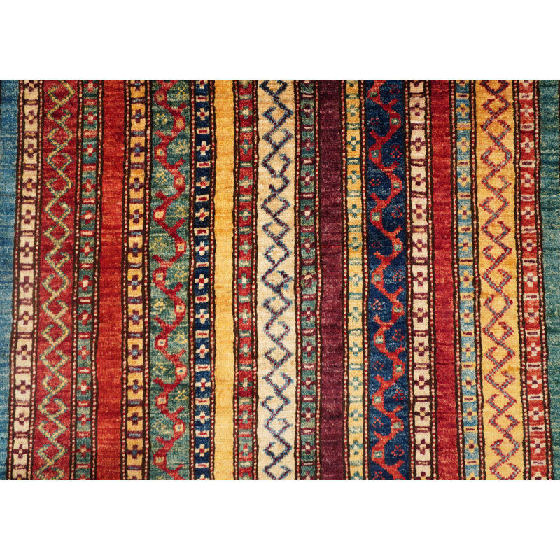 Tapis rouge, brun et gris noué à la main de haute qualité