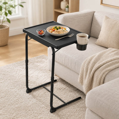 Table-télé pliante réglable, inclinable et porte-gobelet
