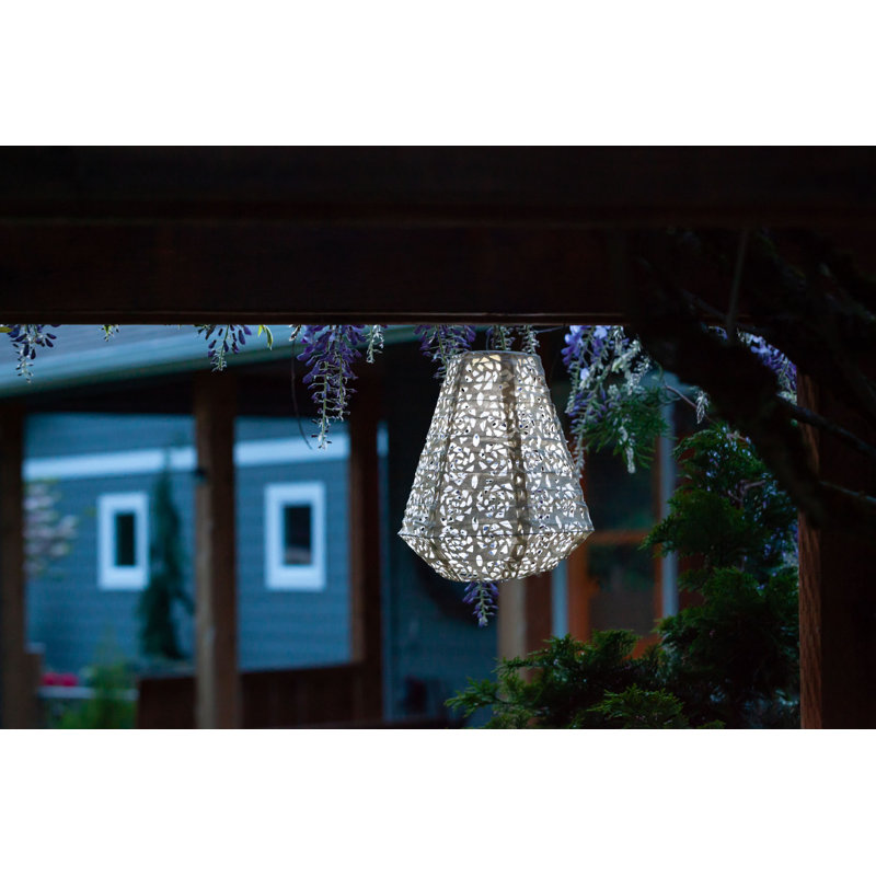 11'' Pearl Tyvek Solar Powered Outdoor Lantern