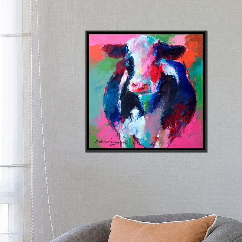 «Cow II», impression sur toile, H 37 po x l 37 po x P 1,5 po, Toile avec cadre noir, Pas de tapis