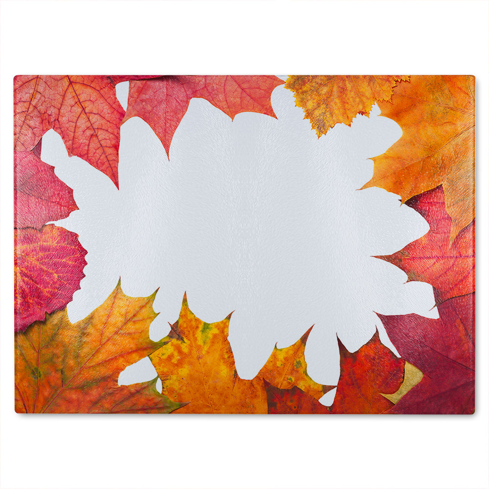 Autumn Border Glass Chopping Board