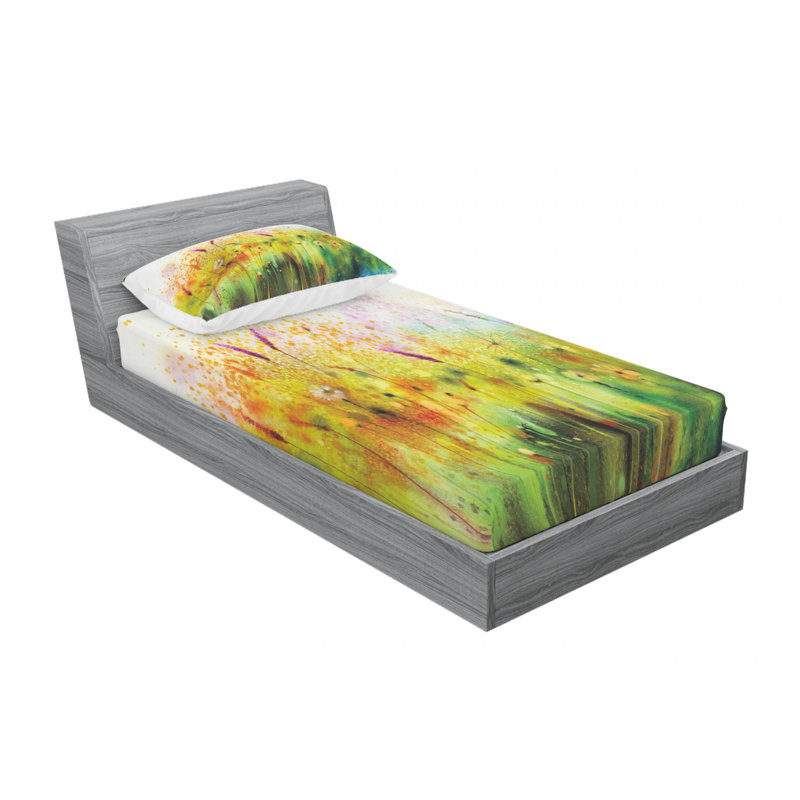 Ensemble de draps Trippy Garden with Brushstrokes Psyhedelic, Taie d'oreiller pour lit simple