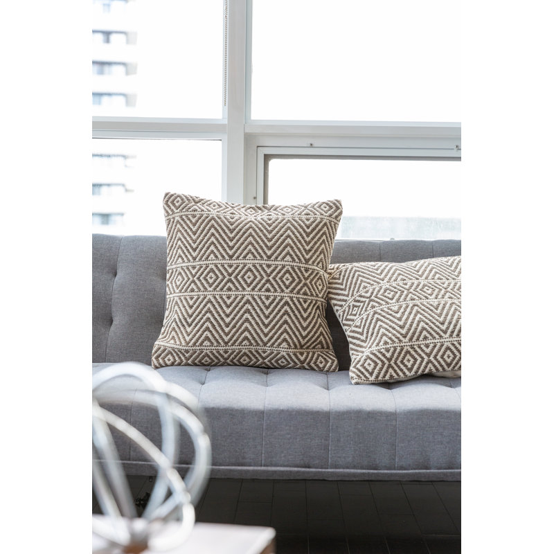  Square Cotton Pillow Cover and Insert, Gray