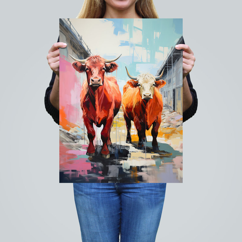 Wall Art Print How Now Cow Highlands Country Fun Living Room
