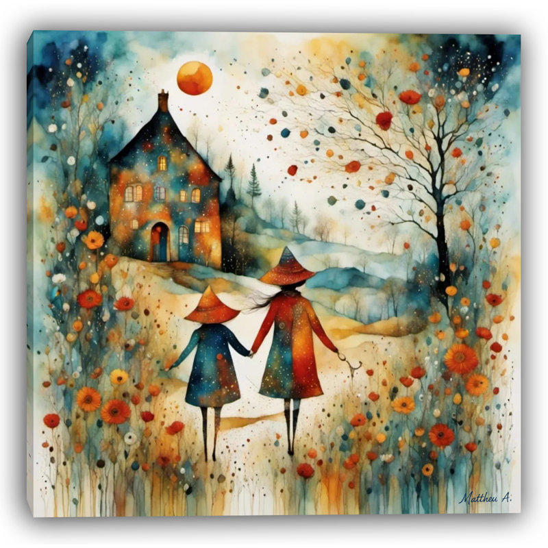 Balade magique - Paysage de rêve d'automne avec les sorcières, H 40 po x l 40 po