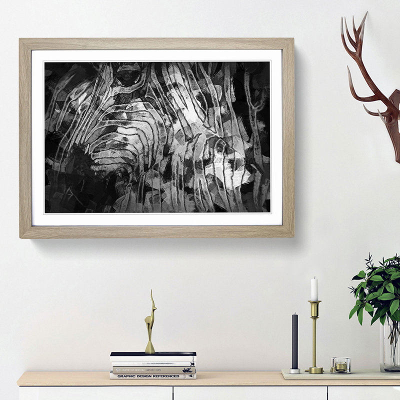 Stripes of the Zebras in Abstract - Picture Frame Graphic Art Print, Oak Framed, 48cm H x 65cm W x 2cm D