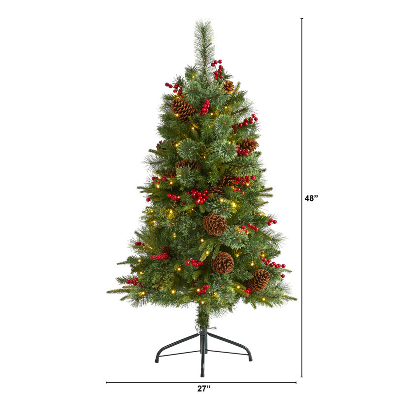 Lighted Artificial Christmas Tree, 4' H