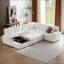 Canapé modulaire, canapé-lit modulaire avec velours côtelé blanc neige pour le bureau Blanc neige | Velours côtelé