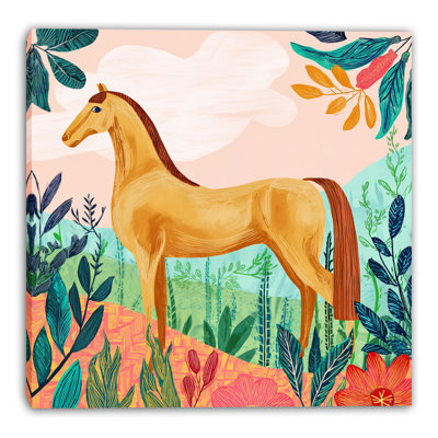 «Golden Meadow Horse», art mural sur toile tendue