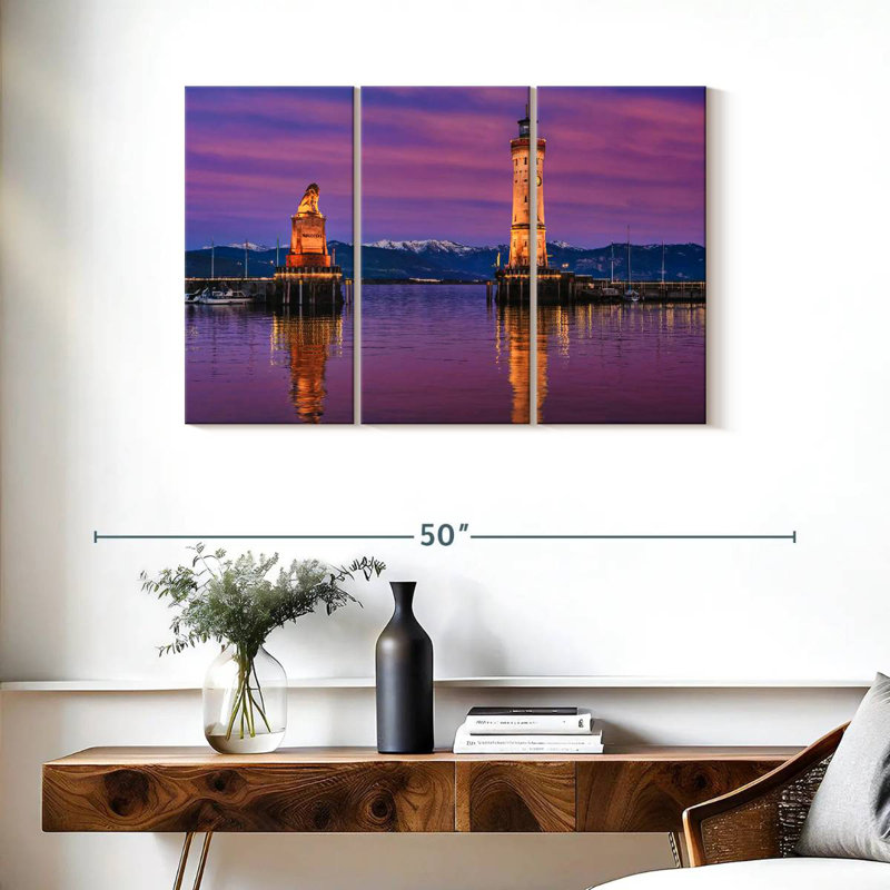 Lion bavarois et phare de Lindau, H 24 po x l 38 po