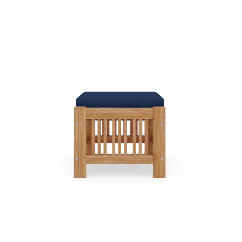 Summer Set Outdoor Teak Ottoman with Sunbrella Cushion, Canvas Trueblue Sunbrella® Canvas