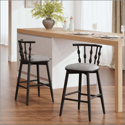 Tabouret de bar d'intérieur en bois, finition avec revêtement, ensemble de 2