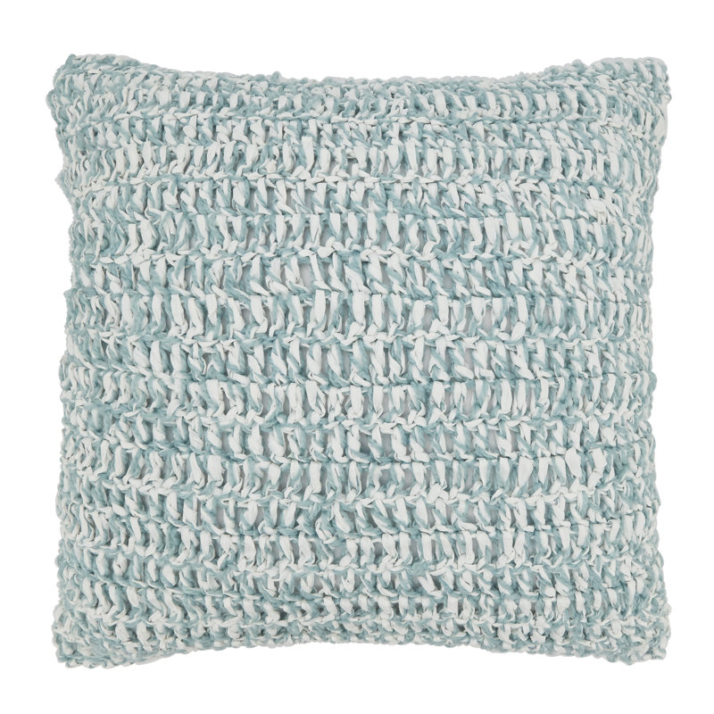 Coussin décoratif intérieur / extérieur en polyester Raffia Collection, Turquoise