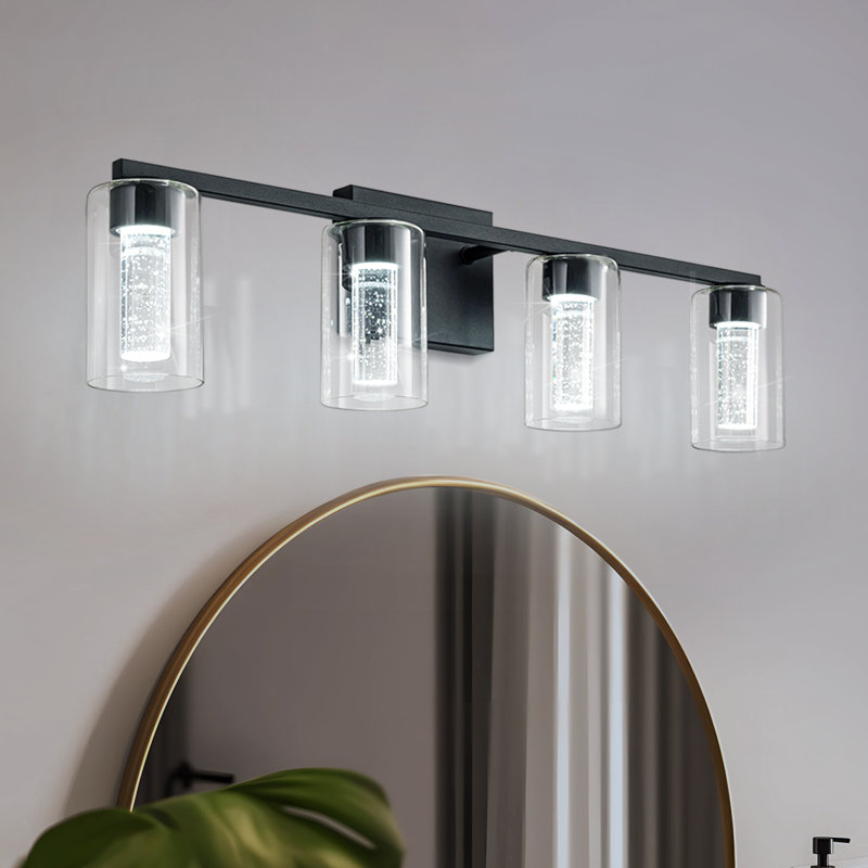 Koki 4 Light Vanity Light Dimmable LED Bathroom Lights Over Mirror Bathroom Lighting, Matte Black