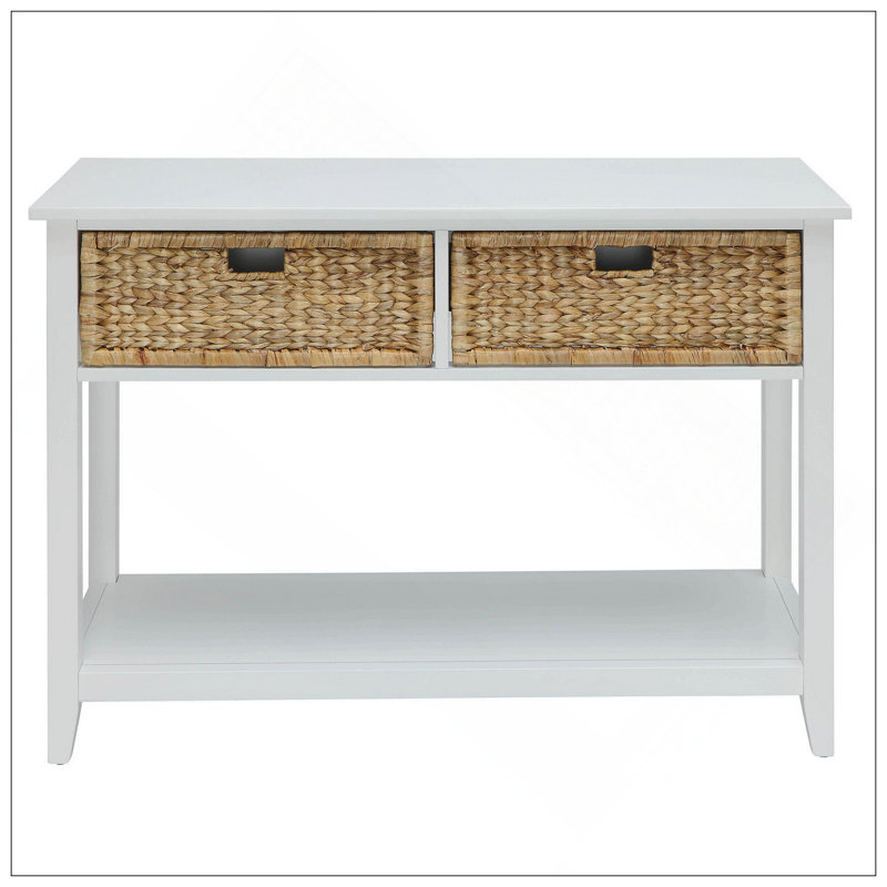Console blanche à 2 tiroirs, Blanc