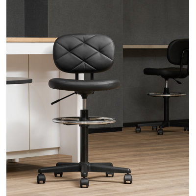 Chaise de dessinateur en cuir véritable Vilho