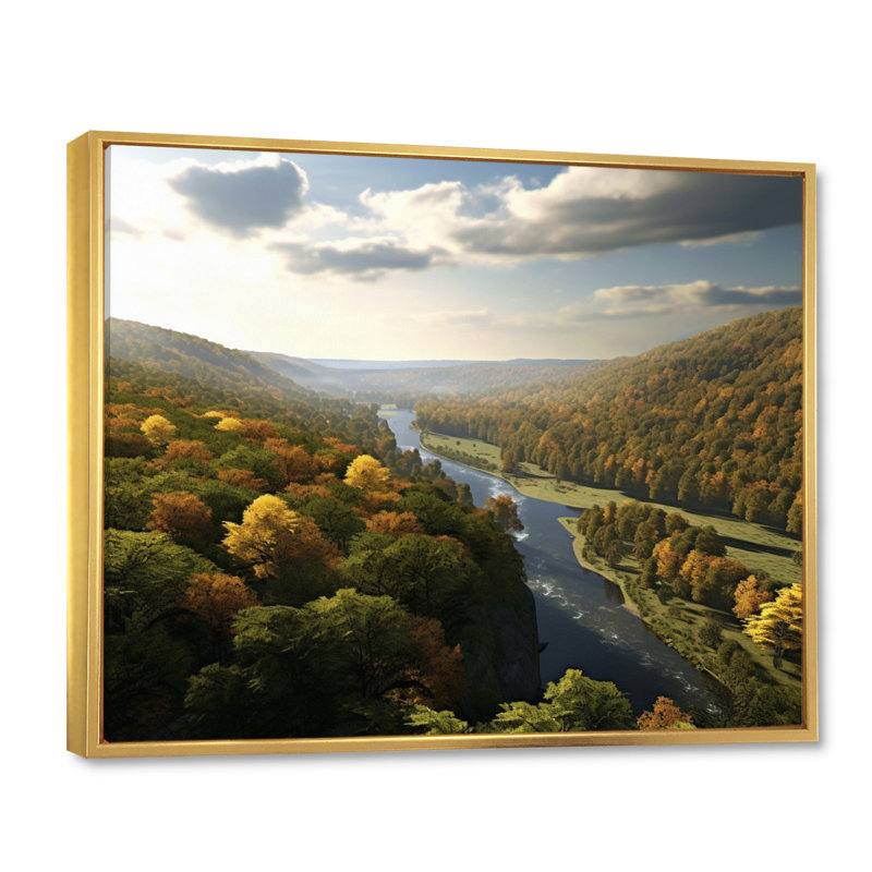 Delaware River Horizon, reproduction d'art sur toile, H 30 po x l 40 po x P 1,5 po, Cadre flottant doré
