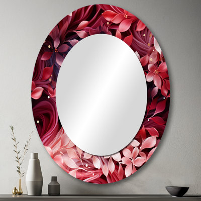 Miroir mural abstrait abstrait rouge et mauve