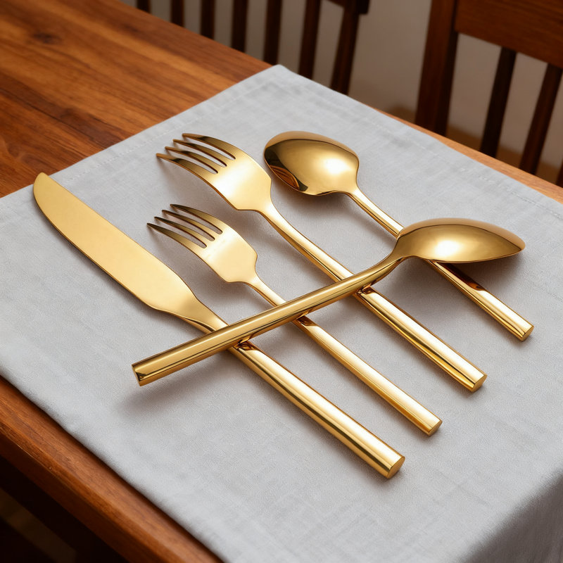 20-Piece Stainless Steel Flatware Set Service For 4, Mirror Gold Cutlery Set With Hexagon Handle, Dishwasher Safe Silverware For Wedding Housewarming Gift
