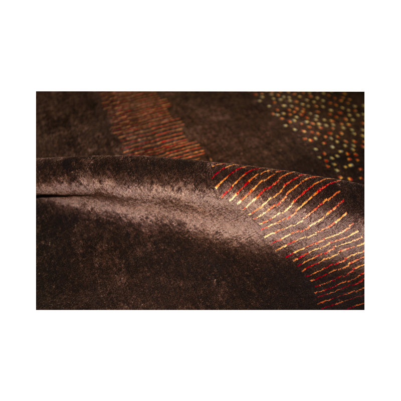 Wool Striped Area Rug in Brown