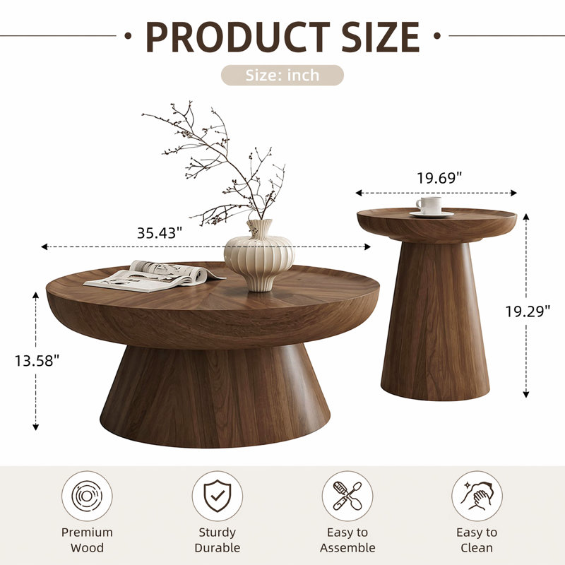 Table basse Nesting, Noyer