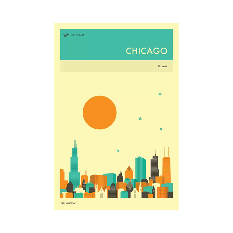 Chicago Skyline II by Jazzberry Blue - Wrapped Canvas Print, 20.32 cm H x 30.48 cm W