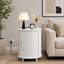 Table de bout cannelée ronde de 23,6 po avec station de charge et rangement pour porte coulissante-488845074-490842229